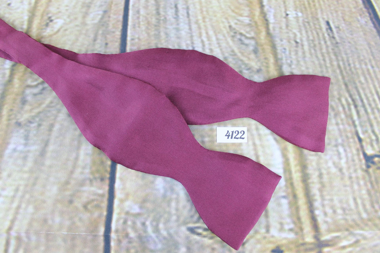Tie Rack 100% Silk Self Tie Straight End Thistle Bow Tie Burgundy