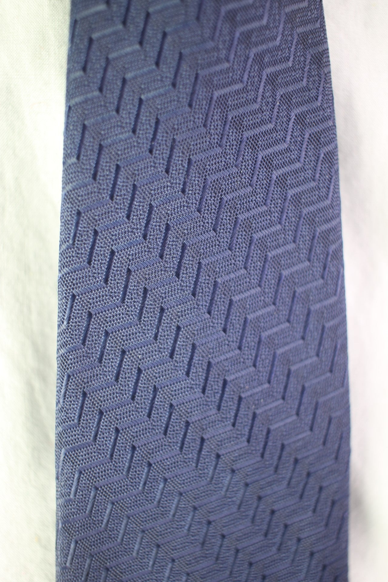 Vintage navy blue red white cream motifs tie