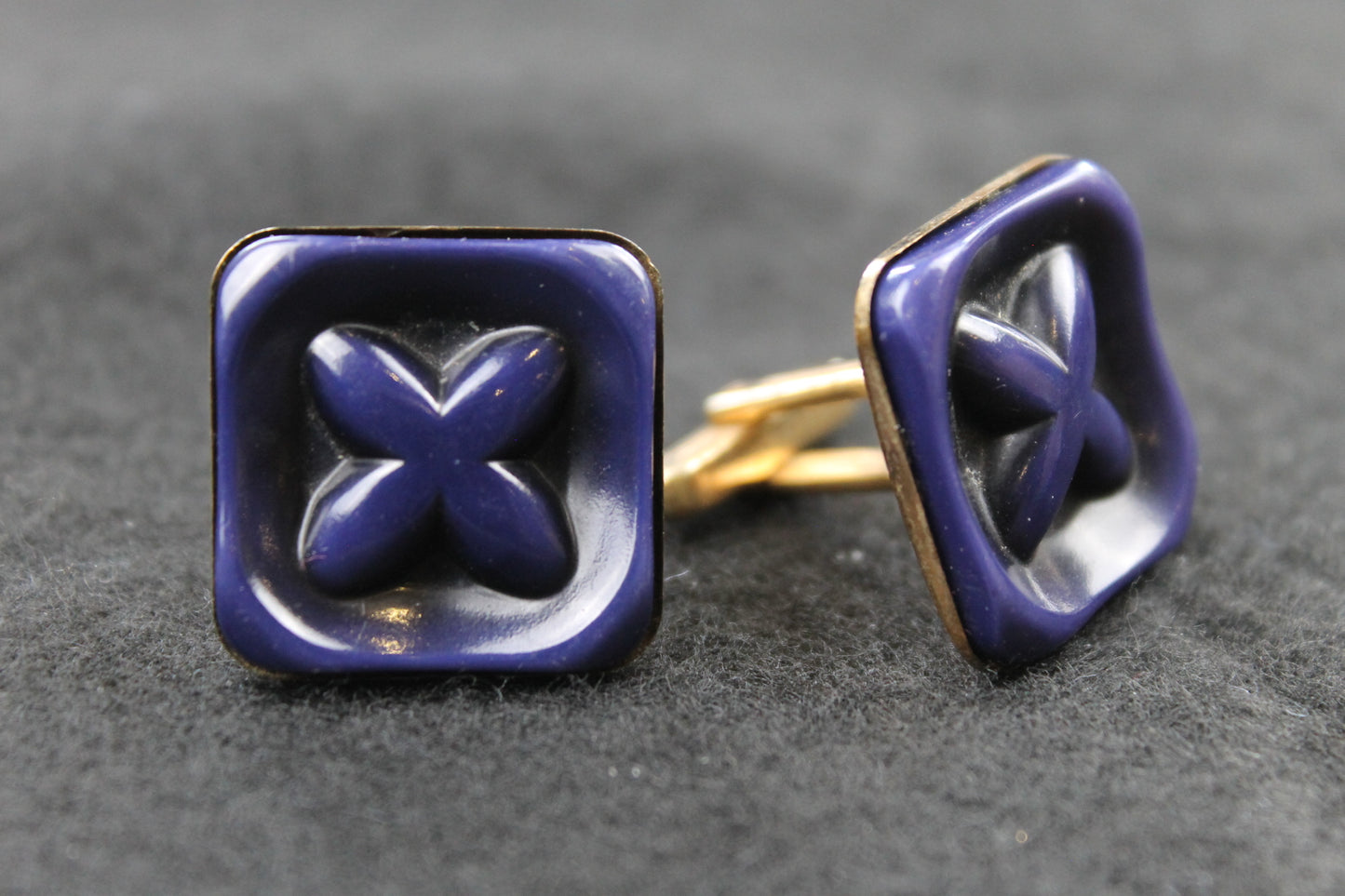 Vintage Square Hickok Blue Cross Cufflinks