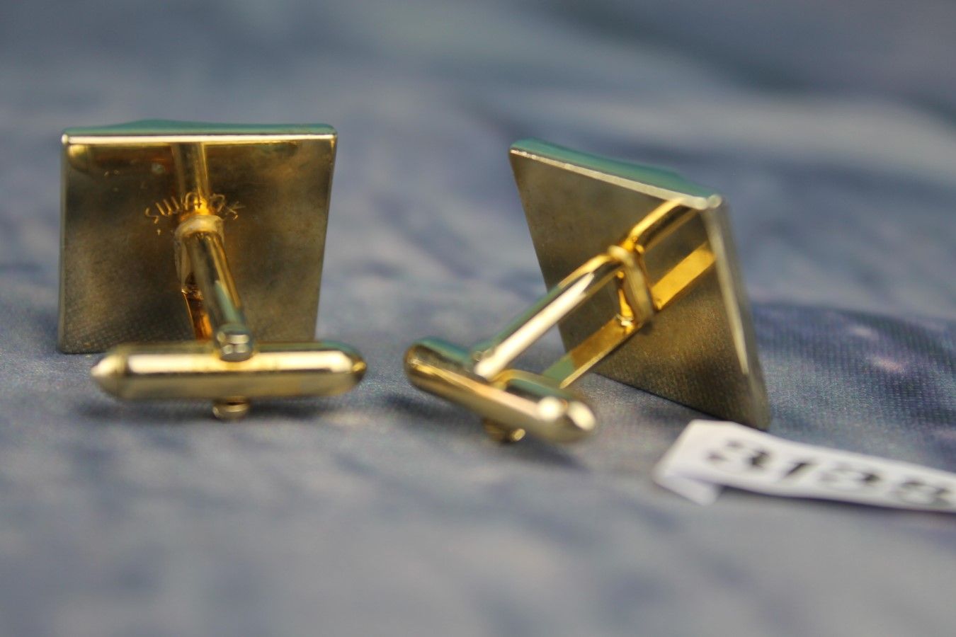 Vintage SWANK Gold Metal Cufflinks, Part Brushed