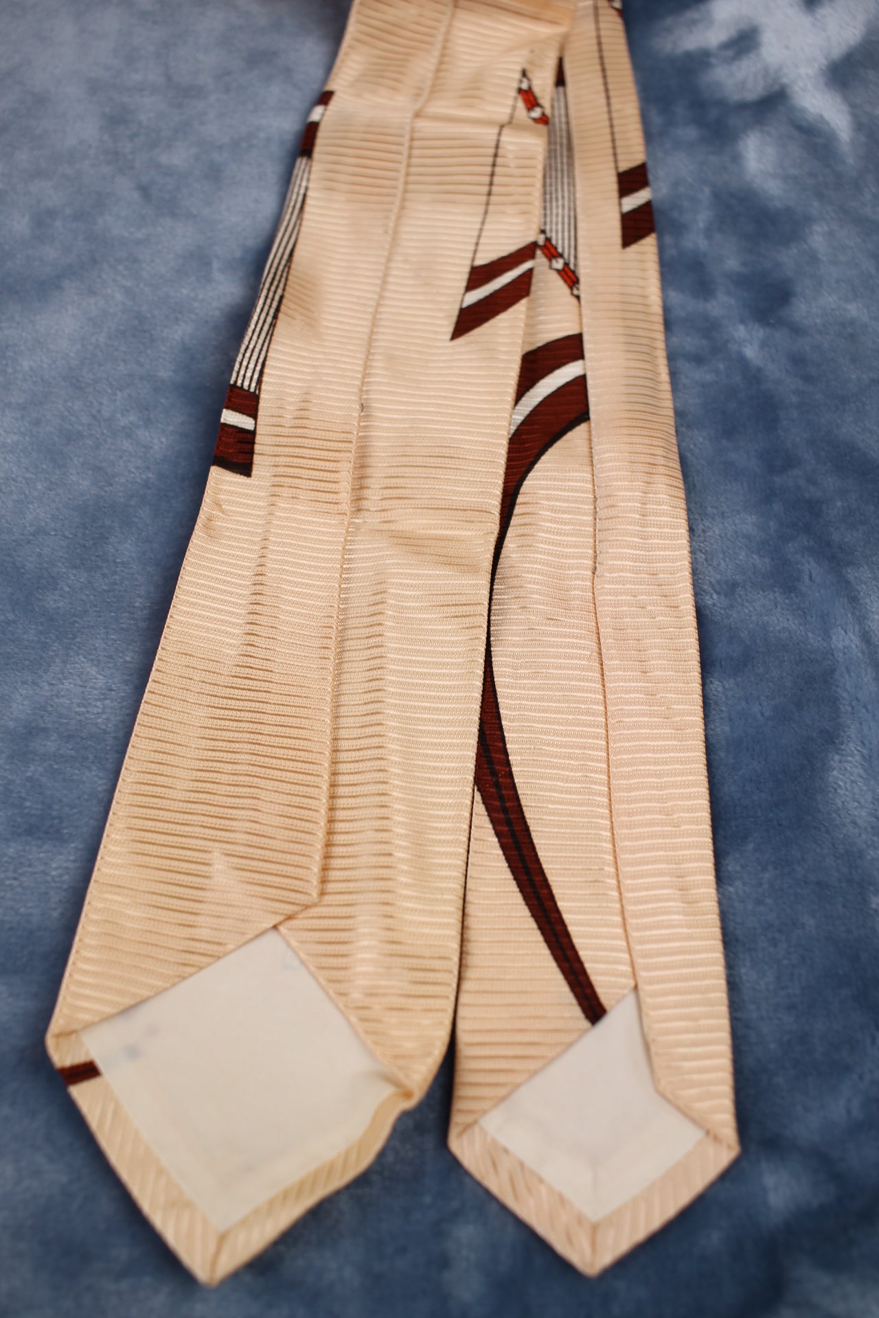 Vintage 1940s/50s cream brown orange pattern tie