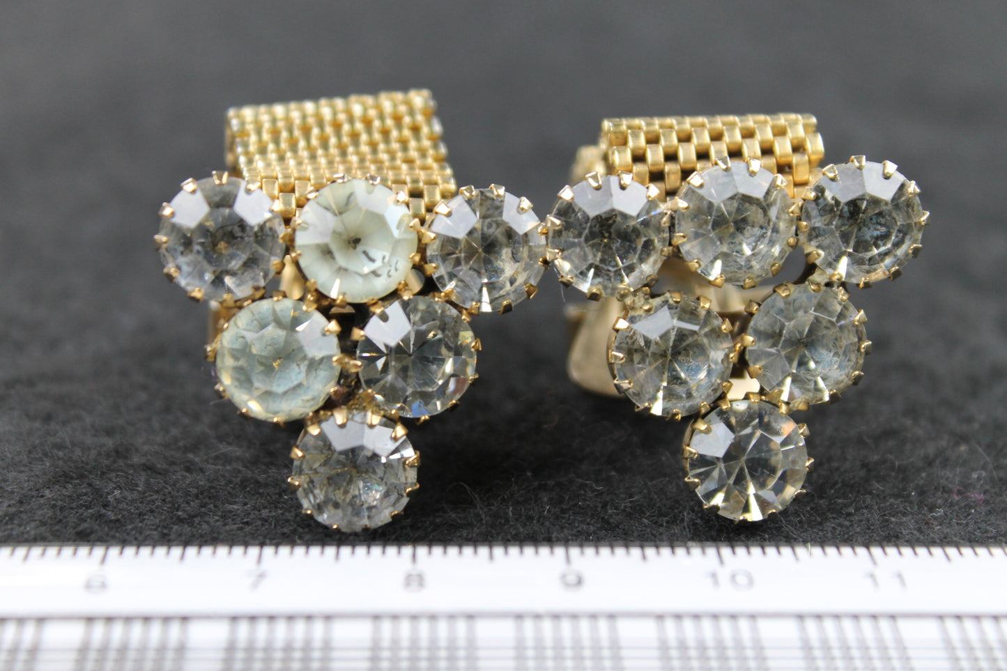 Vintage Large Diamante Triangle Wrap Around Cufflinks