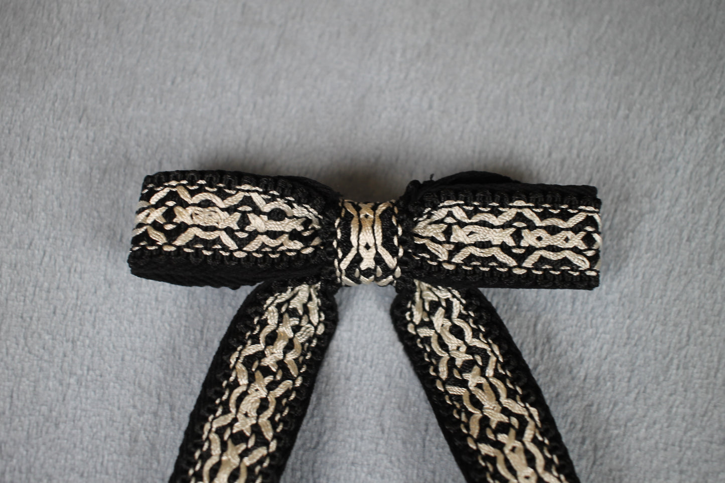 Vintage Style New Heavy Black White Braid Clip On Western Cowboy Kentucky Bow Tie