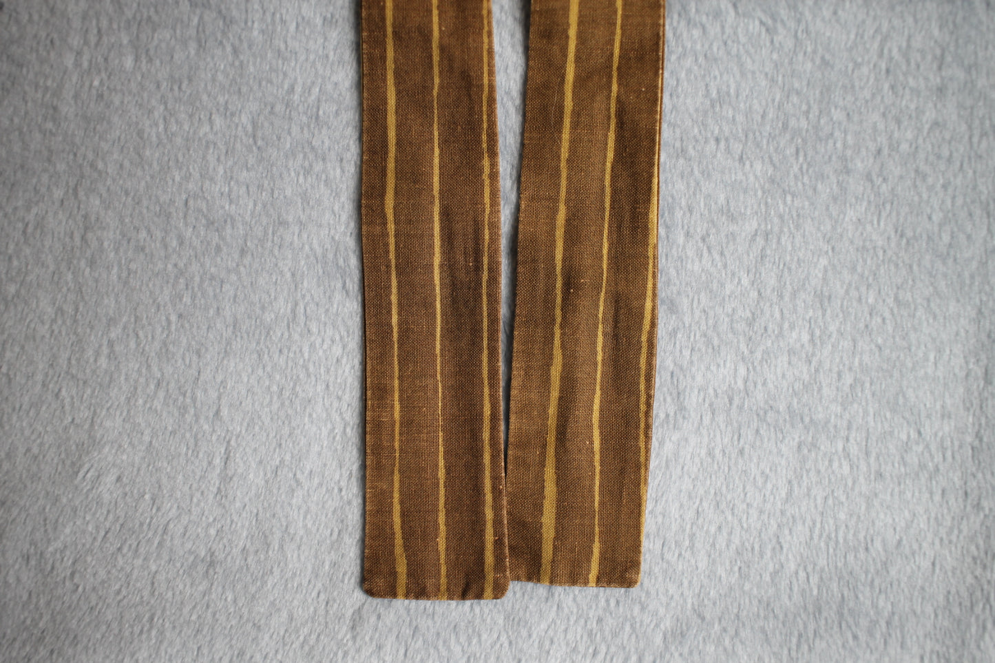 Vintage Marimekko Finland self tie straight end 2 tone brown striped pattern bow tie