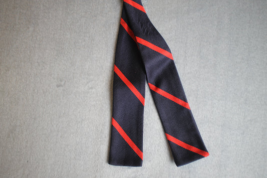 Vintage self tie paddle end blue red striped pattern bow tie adjustable