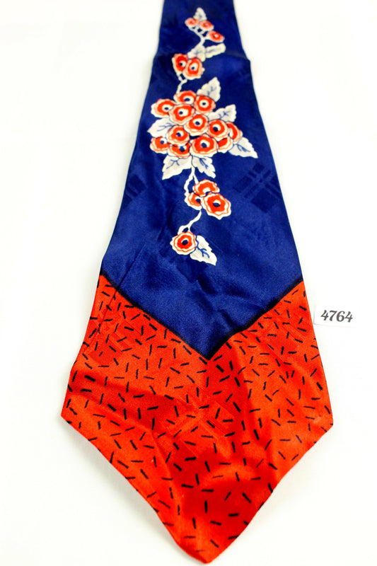 Vintage 1940s/50s Royal Blue Red Jacquard Swing Tie