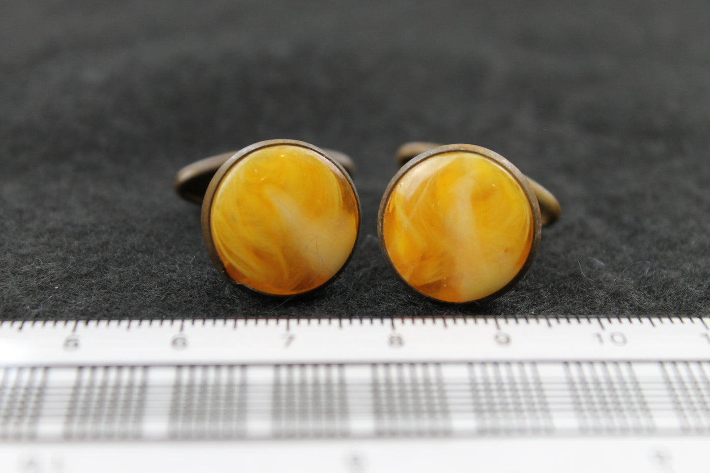 Vintage Round Citrine Stone Inset Cufflinks