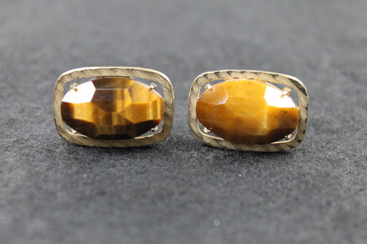 Vintage Faceted Tiger's Eye Stone Cufflinks