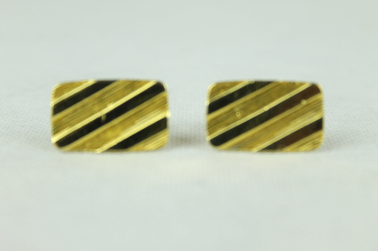 Vintage Gold Oblong Diagonal Stripe Cuff Links