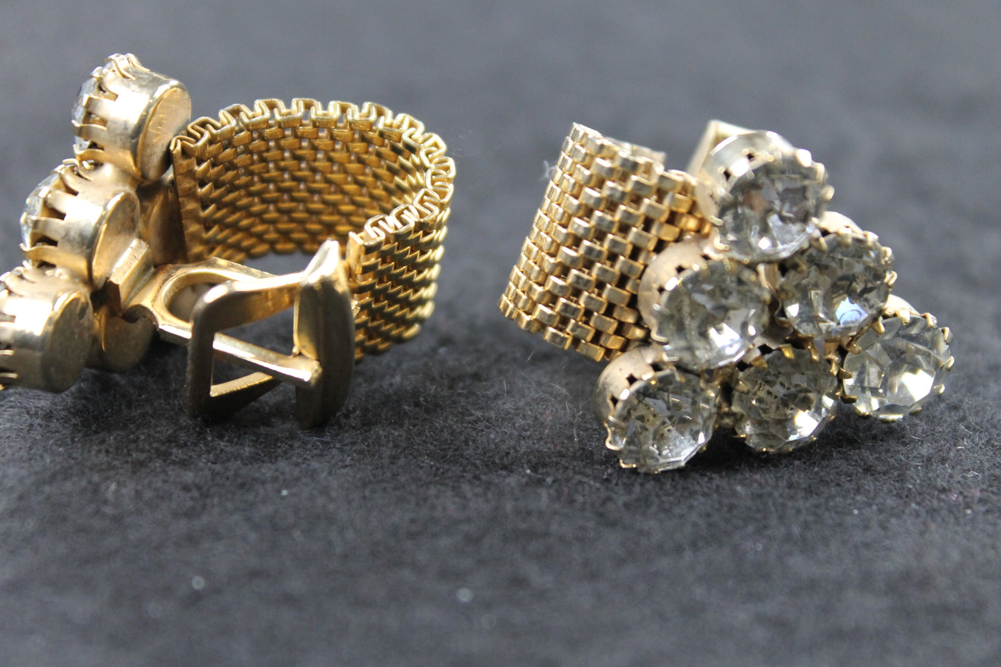 Vintage Large Diamante Triangle Wrap Around Cufflinks
