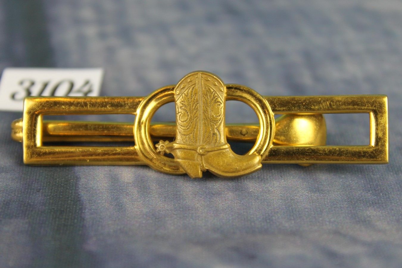 Vintage Gold Metal Money Clip Western Cowboy Boot Line Square Dancing