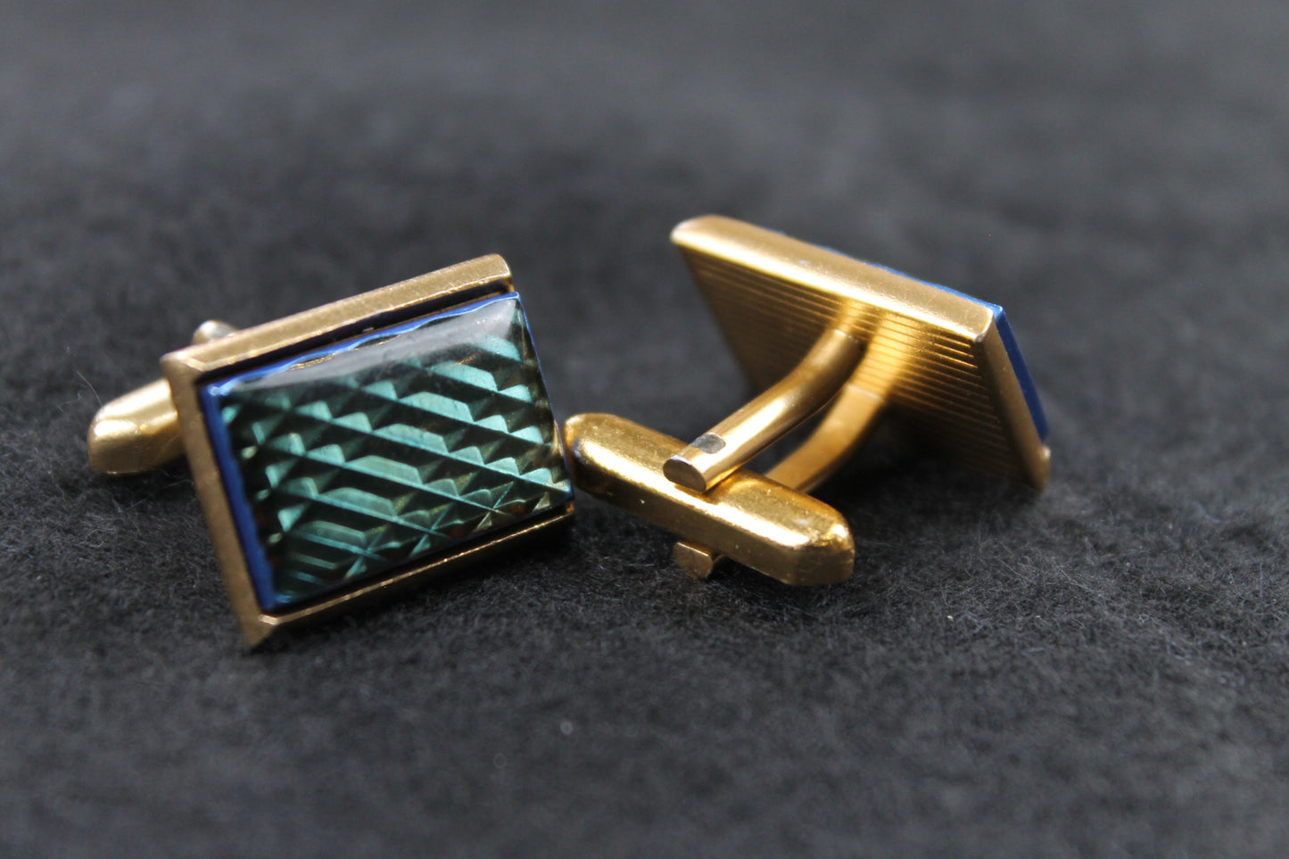 Vintage Oblong Blue Green Refractive Cufflinks