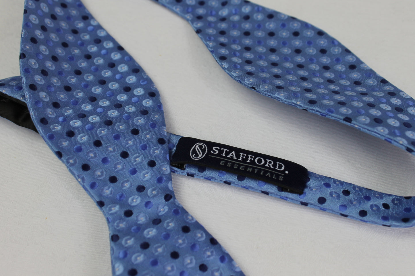 Stafford Pale Blue Polka dot Self Tie Straight End Thistle Bow Tie