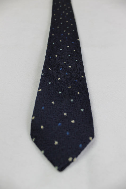 Vintage Clip On Skinny Navy Spotted Tie