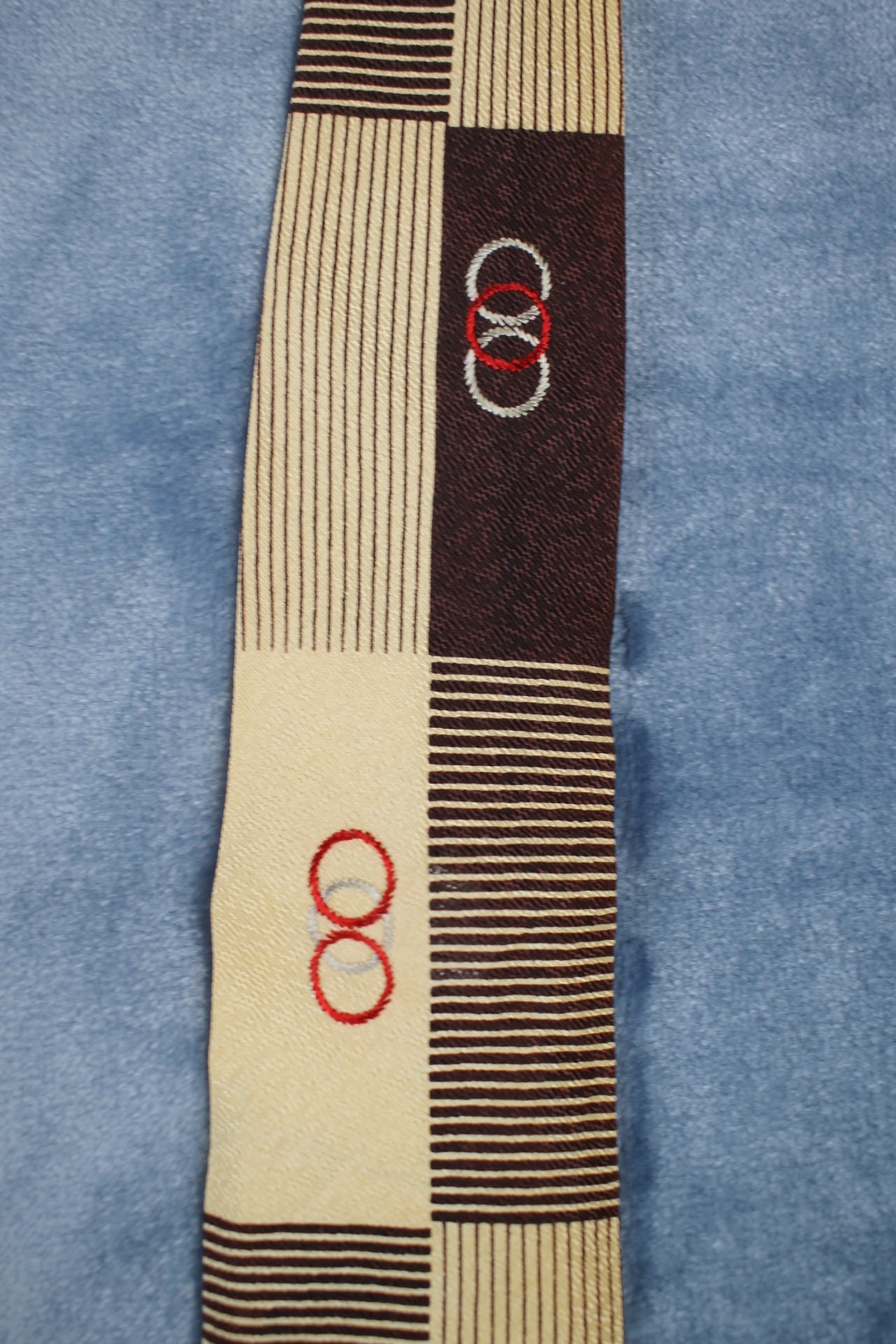 Vintage Coast to Coast Gold Brown Striped Blocks Square End Tie 1940s/50s