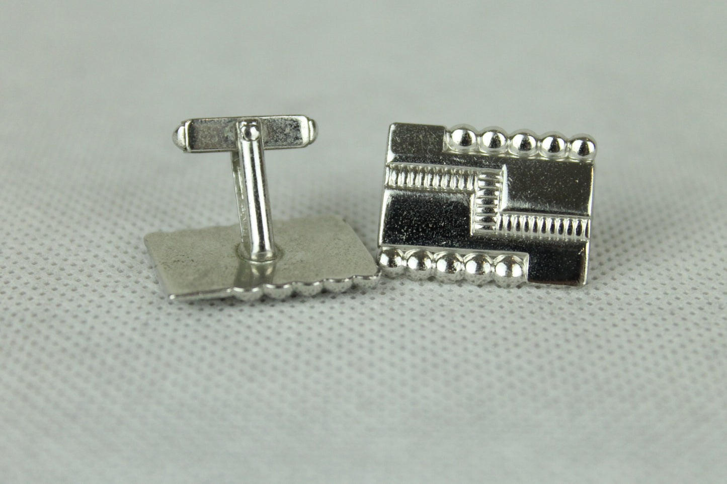 Vintage Chunky Silver Metal Oblong Cufflinks