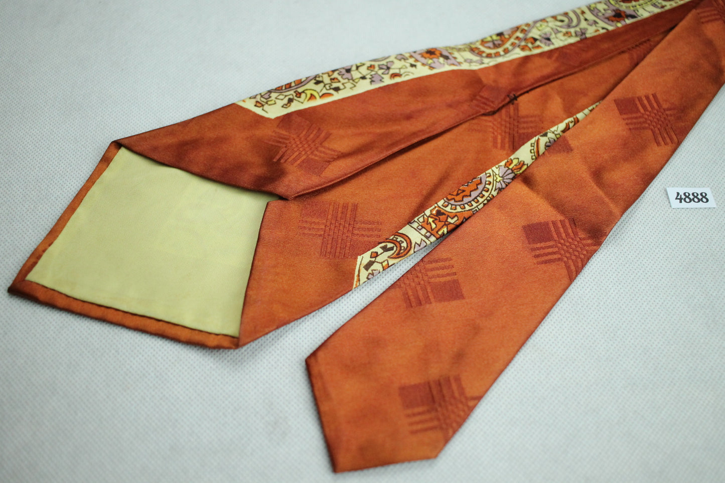 Vintage 1940s/50s Ultra Wide Orange Tones Jacquard Paisley Belly Warmer Swing Tie