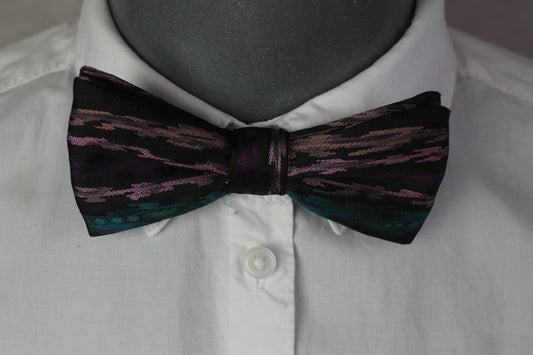 Vintage pre-tied pink purple green pattern bow tie adjustable