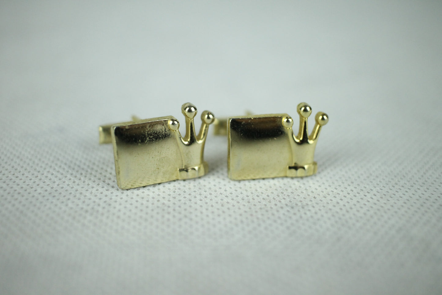 Vintage Gold Crown Oblong Cufflinks