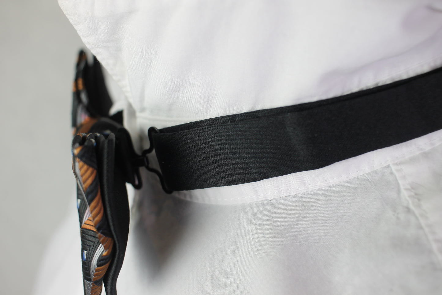 Vintage pre-tied orange black diamond pattern bow tie adjustable