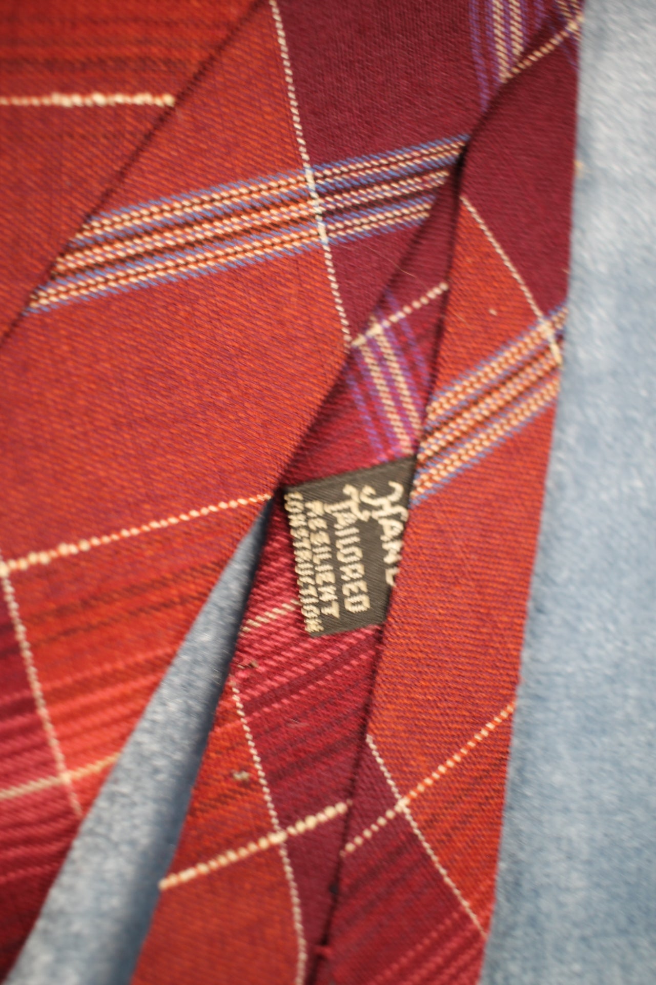 Vintage hand tailored 1940s/50s red purple check swing tie