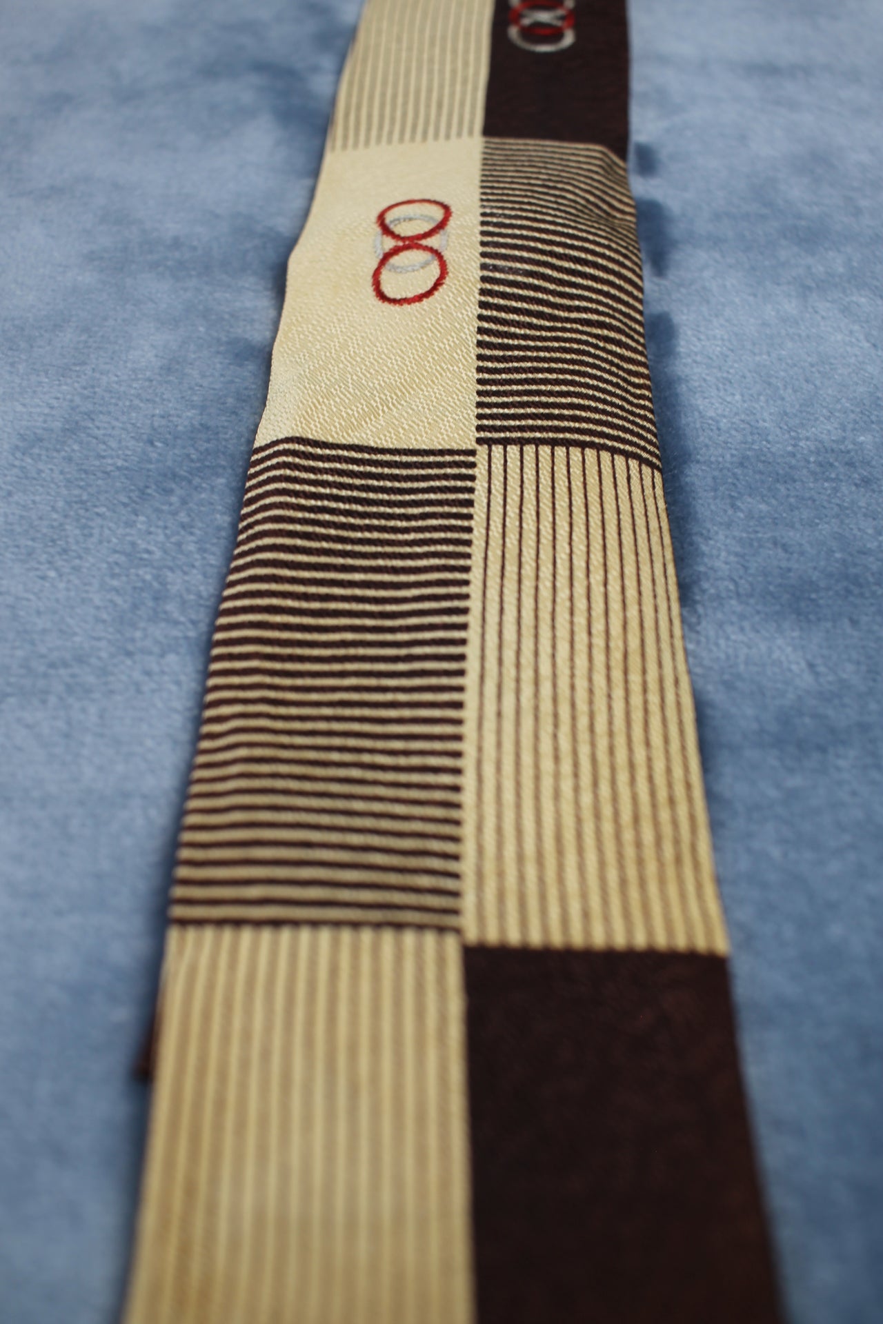 Vintage Coast to Coast Gold Brown Striped Blocks Square End Tie 1940s/50s