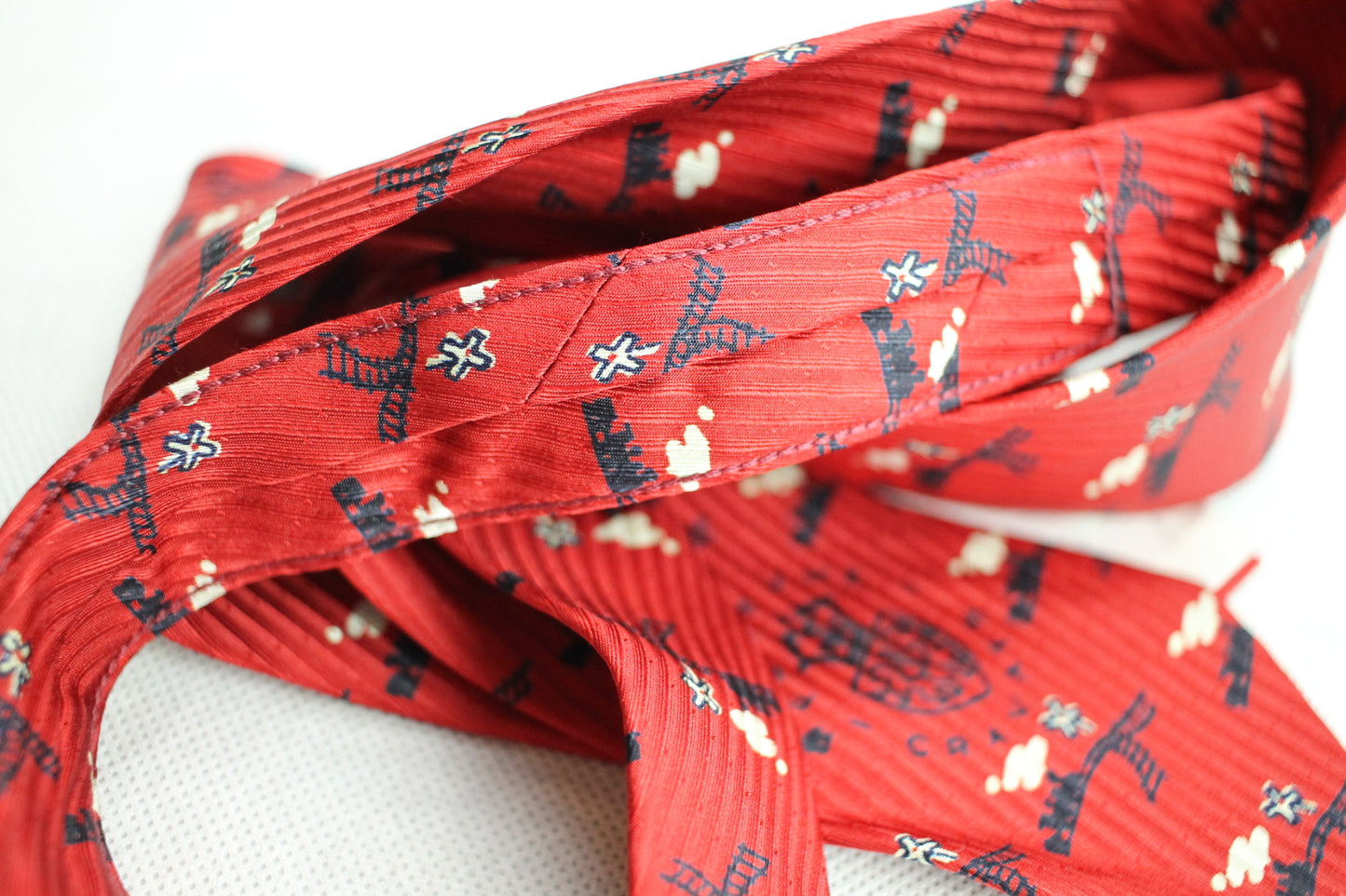 Vintage 1960s Fortune Cravat Steam Train Repeat Pattern Swing Tie