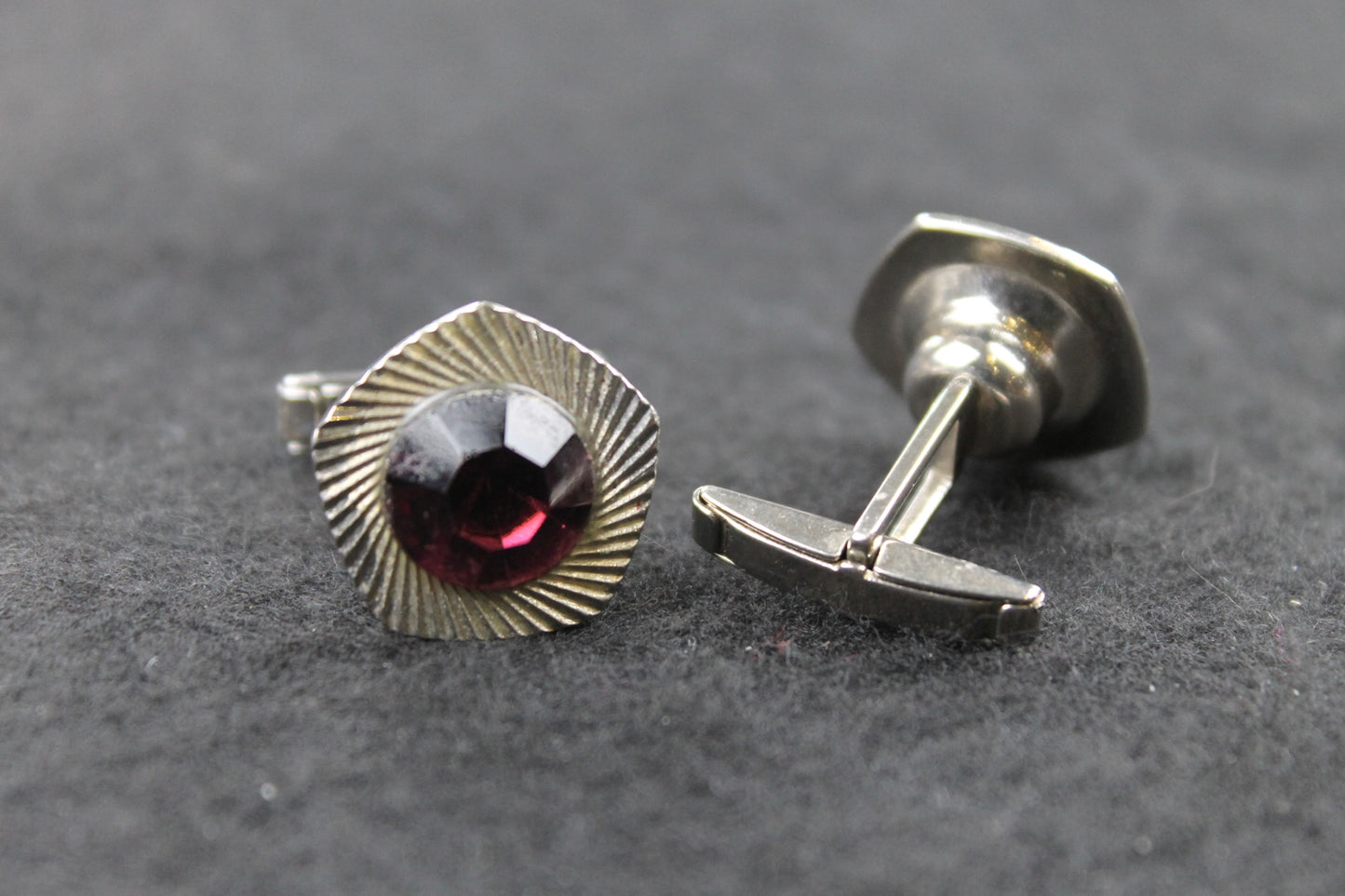 Vintage Purple Lucite Faceted Gem Cufflinks