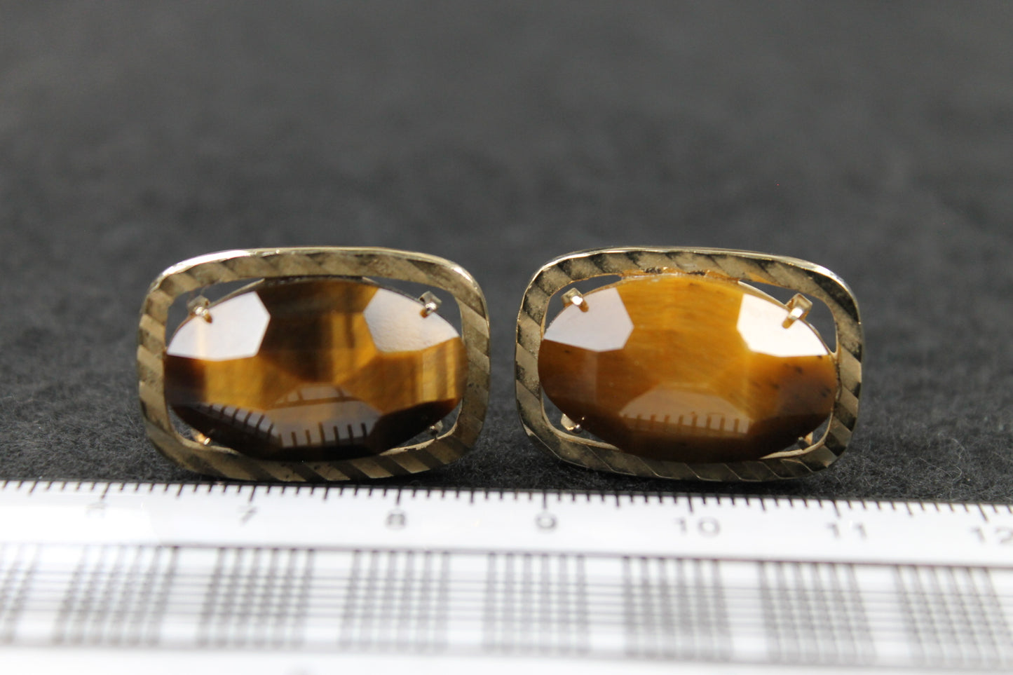 Vintage Faceted Tiger's Eye Stone Cufflinks