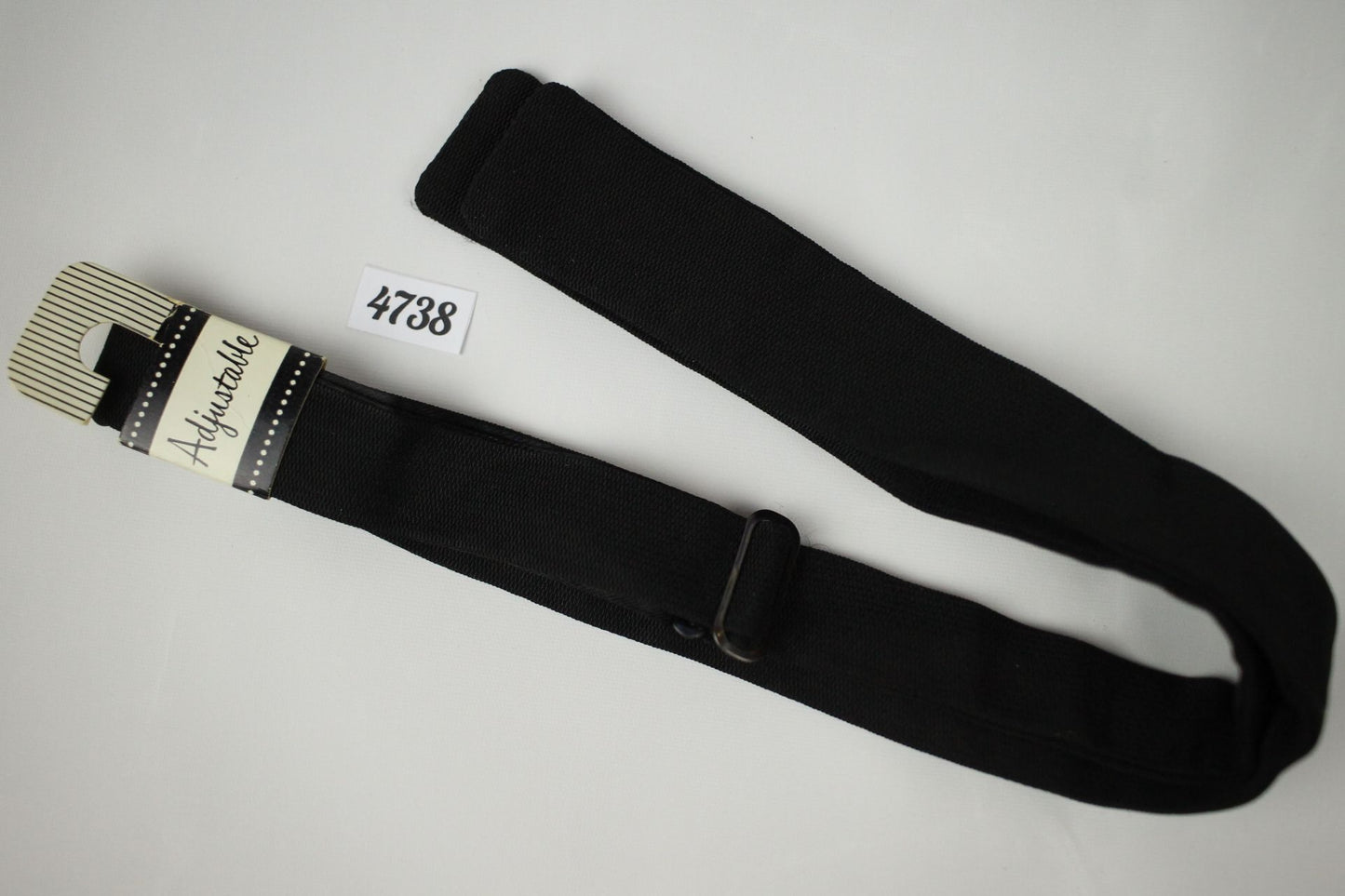 Vintage Dead Stock Black Made in USA Self Tie Square End Narrow Straight Slim Jim Bow Tie Adjustable