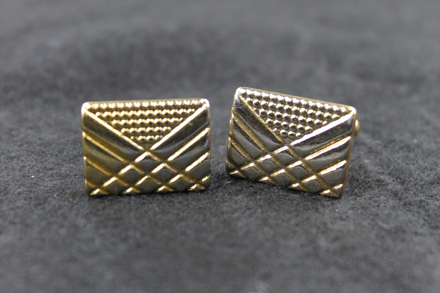 Vintage Oblong Gold Metal Woven Pattern Cufflinks