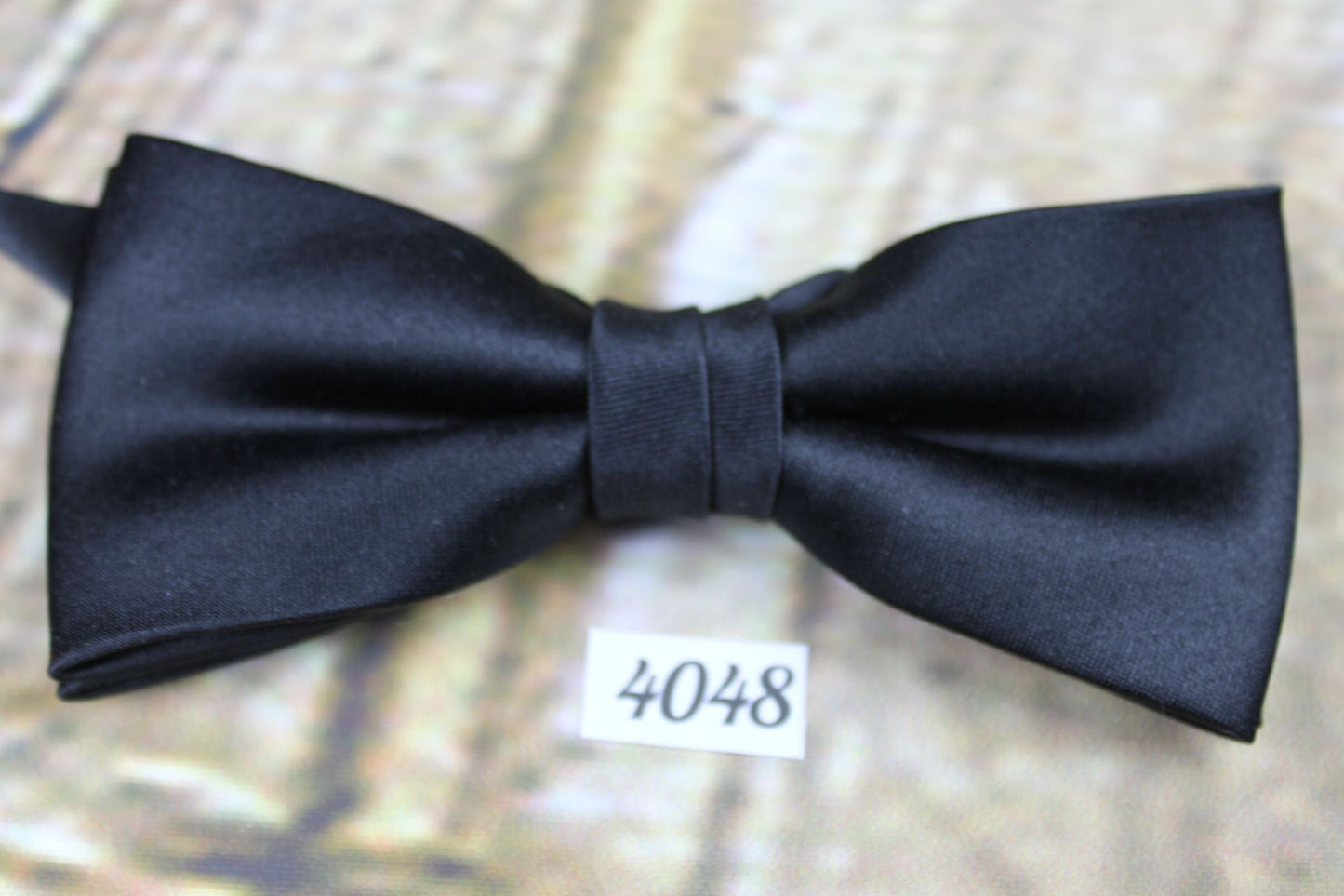 Vintage Classic Black Satin Pre-Tied Bow Tie Adjustable