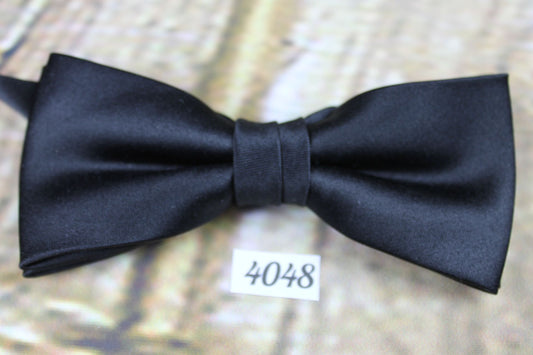 Vintage Classic Black Satin Pre-Tied Bow Tie Adjustable