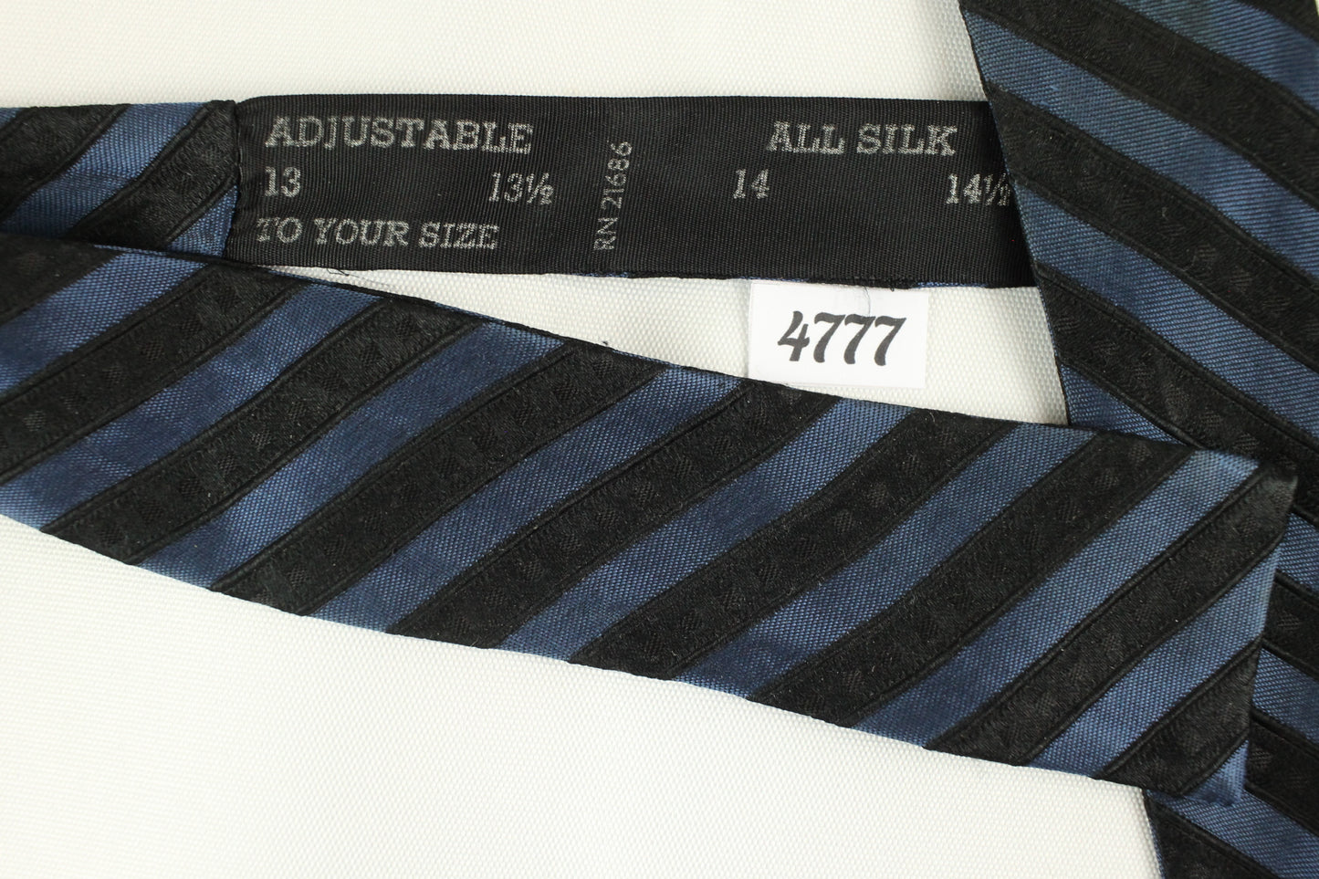 Vintage self tie all silk blue black striped batwing bow tie adjustable