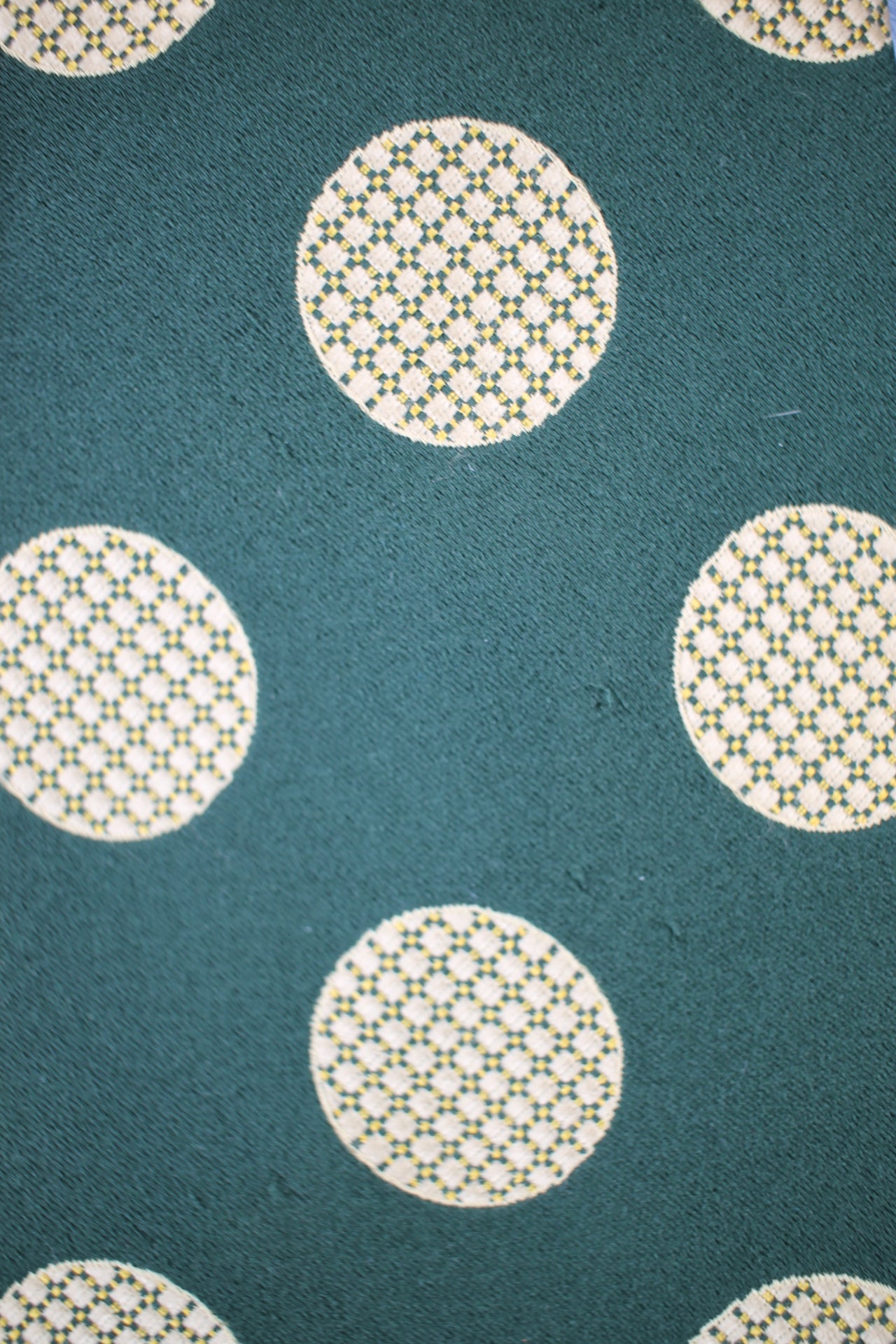 Vintage Tootal 1960s dark green gold circles pattern kipper tie