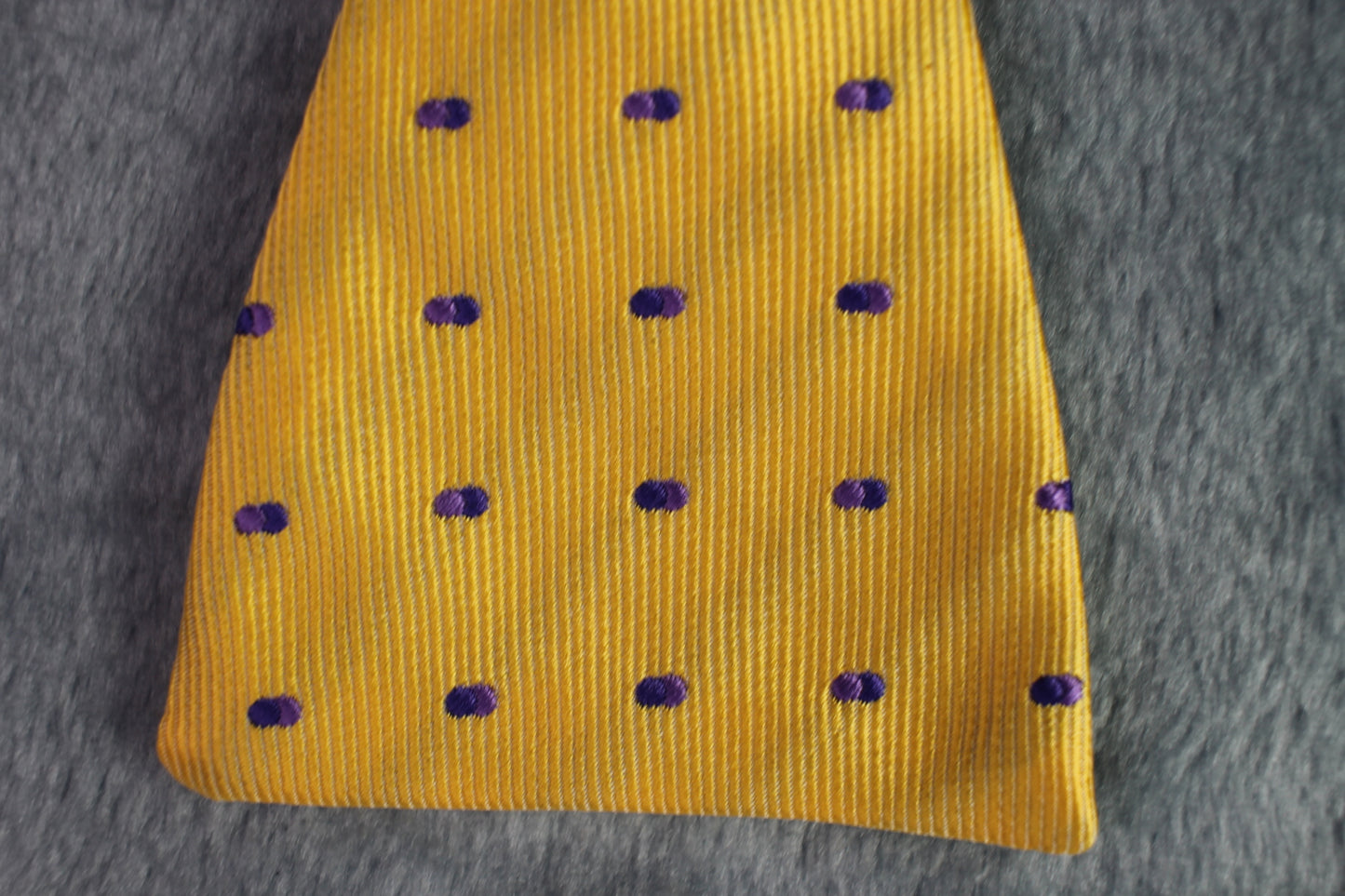 Vintage self tie thistle end 100% silk yellow purple pattern bow tie adjustable