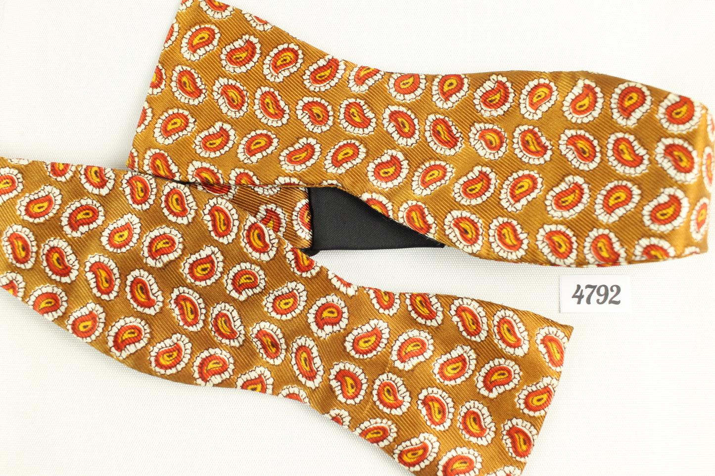 Vintage self tie thistle end copper paisley bow tie adjustable