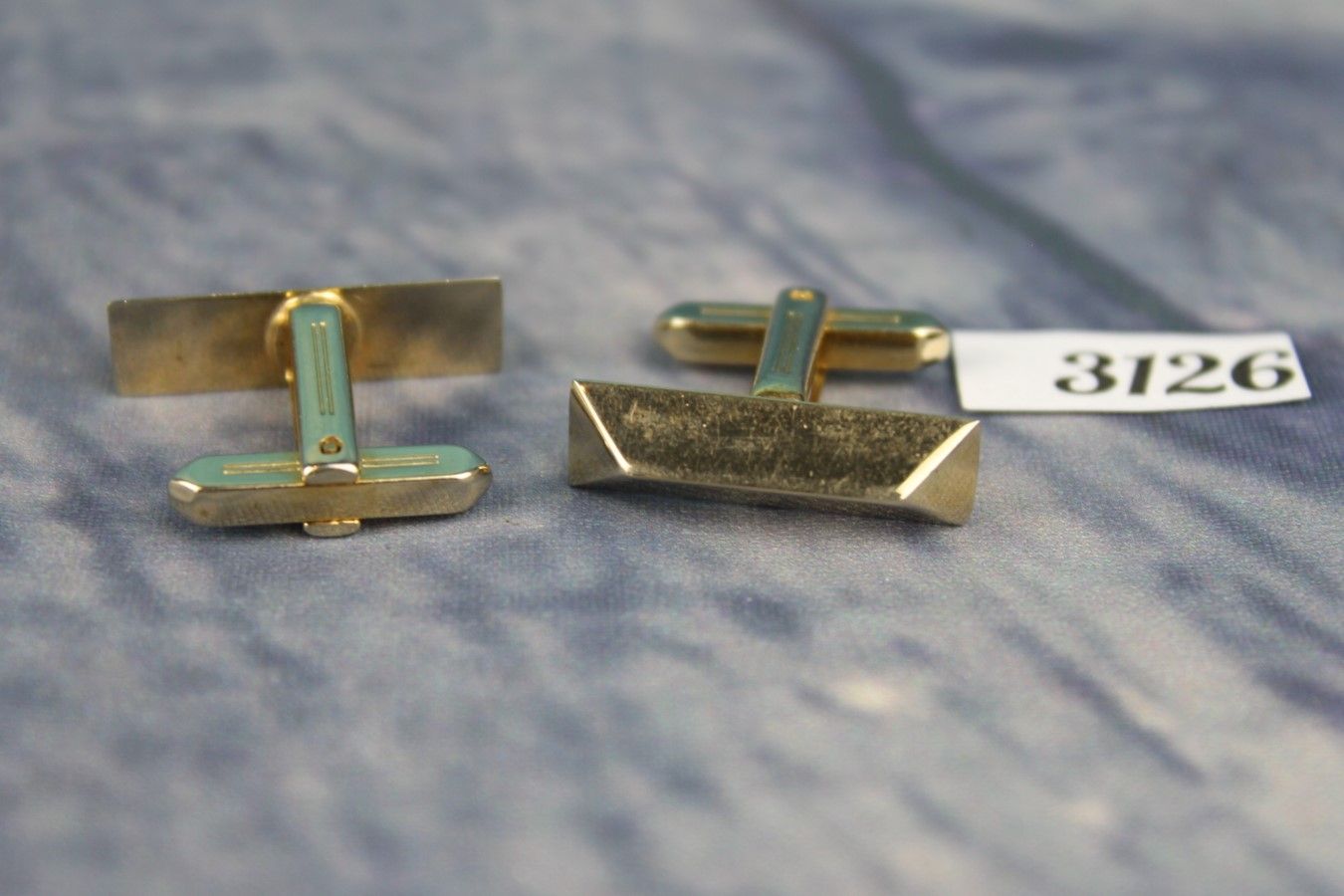 Vintage Made In USA Gold Metal Bar Cufflinks