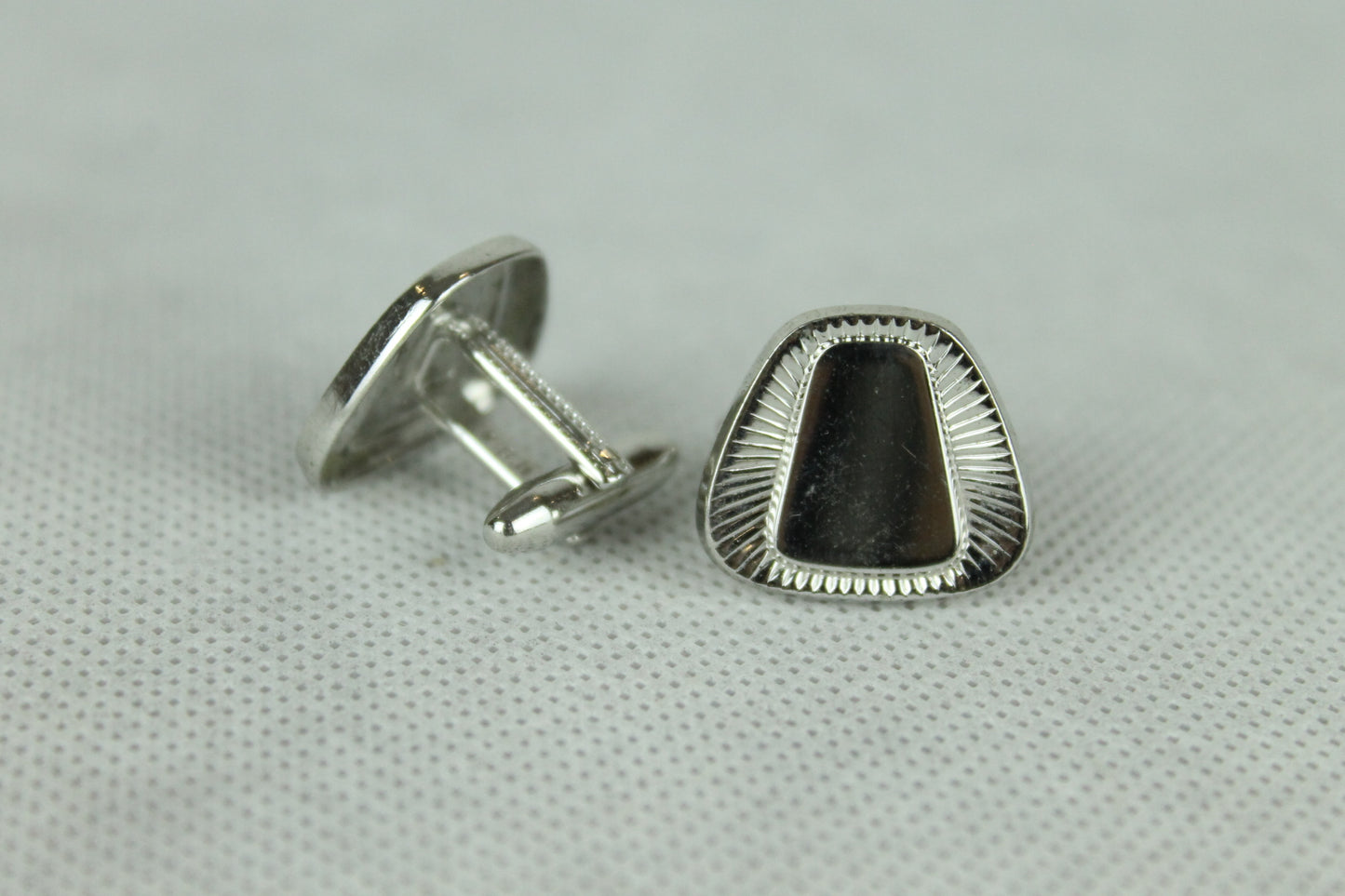Vintage Silver Metal Trapezoid Cufflinks