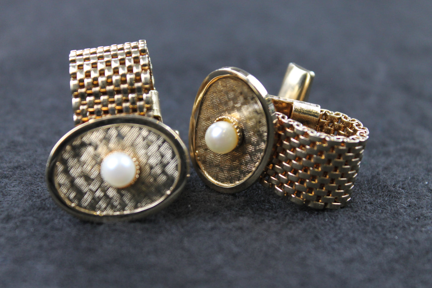 Vintage Oval Pearl Centred Wrap Around Cufflinks