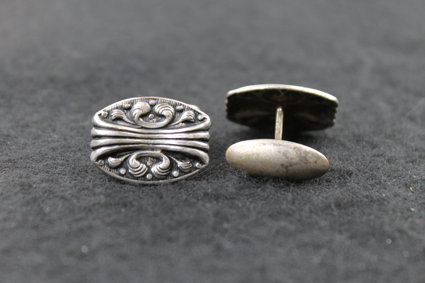 Vintage Pewter Coloured Embossed Cufflinks