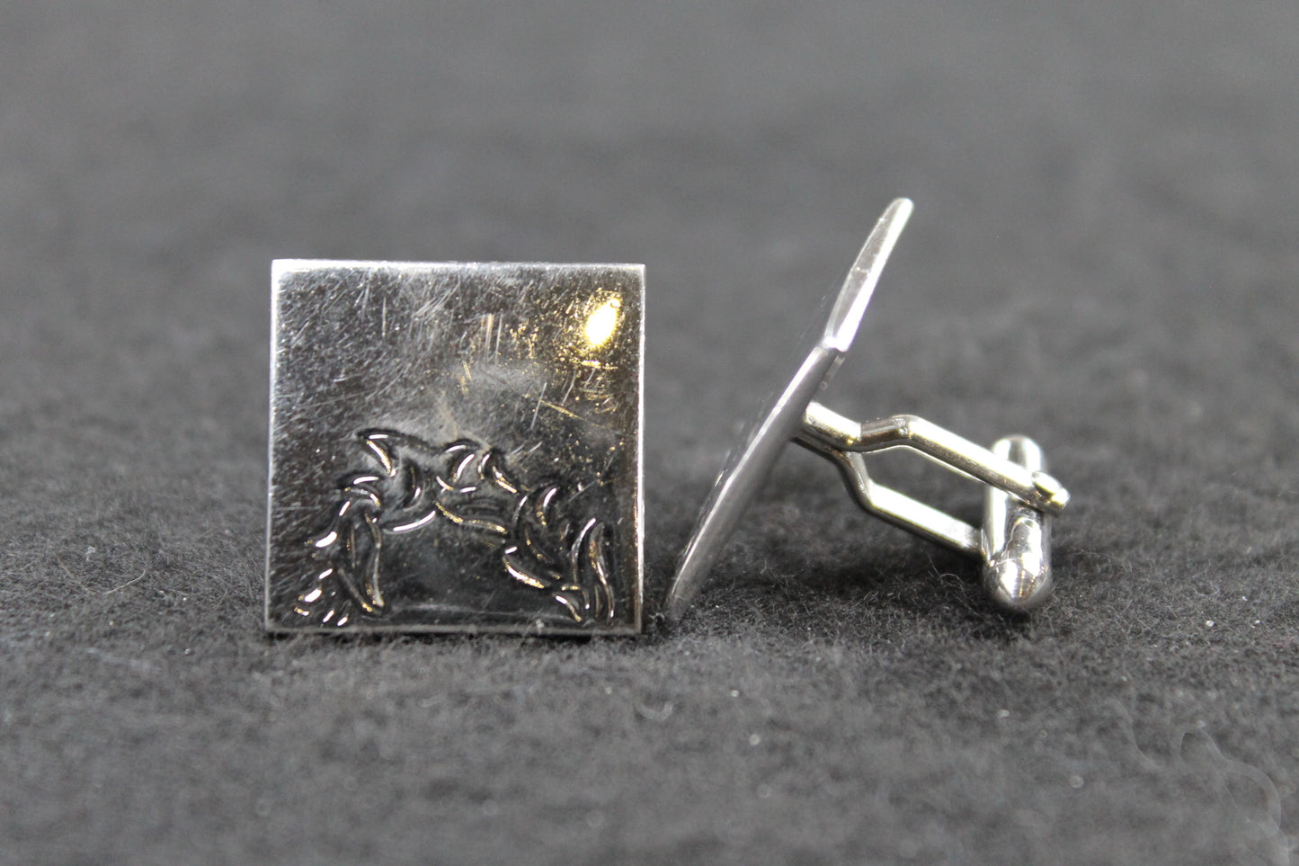 Vintage Large Square Silver Metal Cufflinks