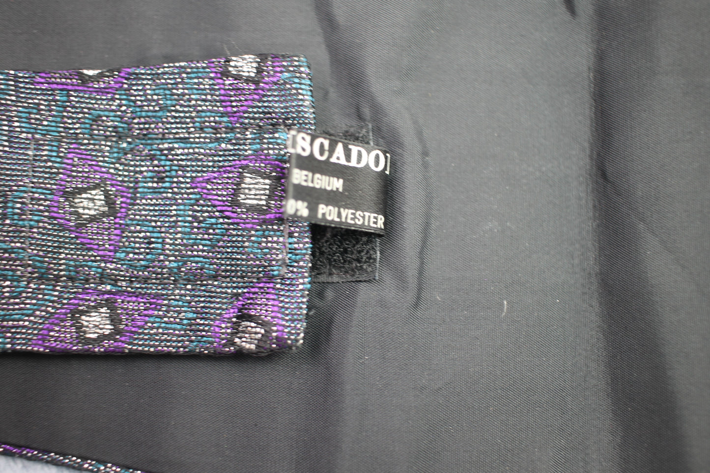 Vintage Jose Piscador green purple silver sparkly pleated cummerbund