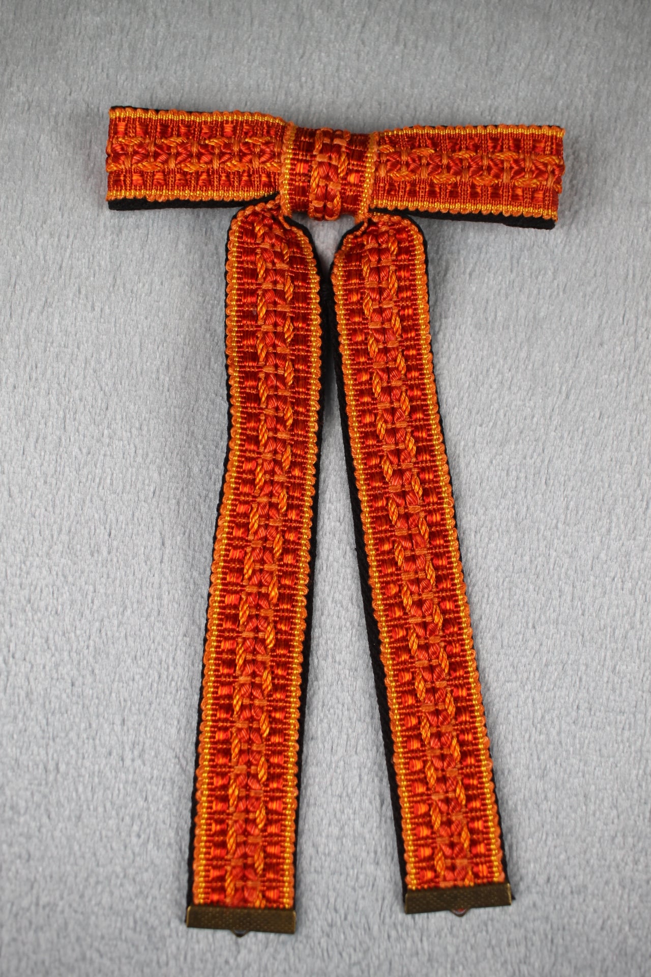 Vintage Style New Burnt Orange Black Clip On Western Cowboy Kentucky Bow Tie