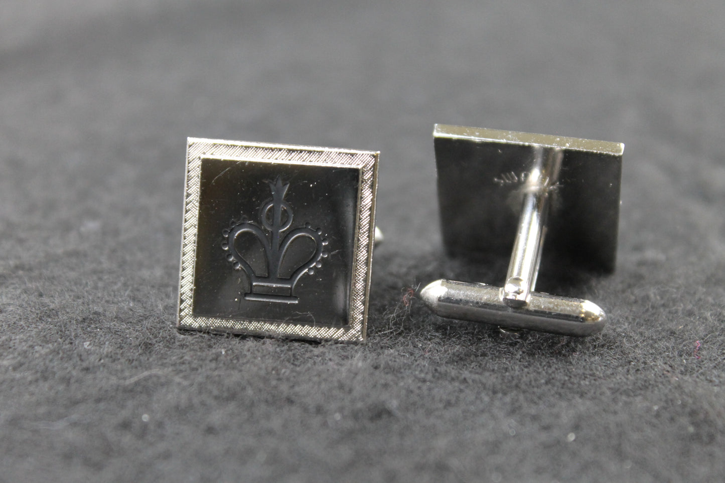 Vintage Square Silver Crown Cufflinks