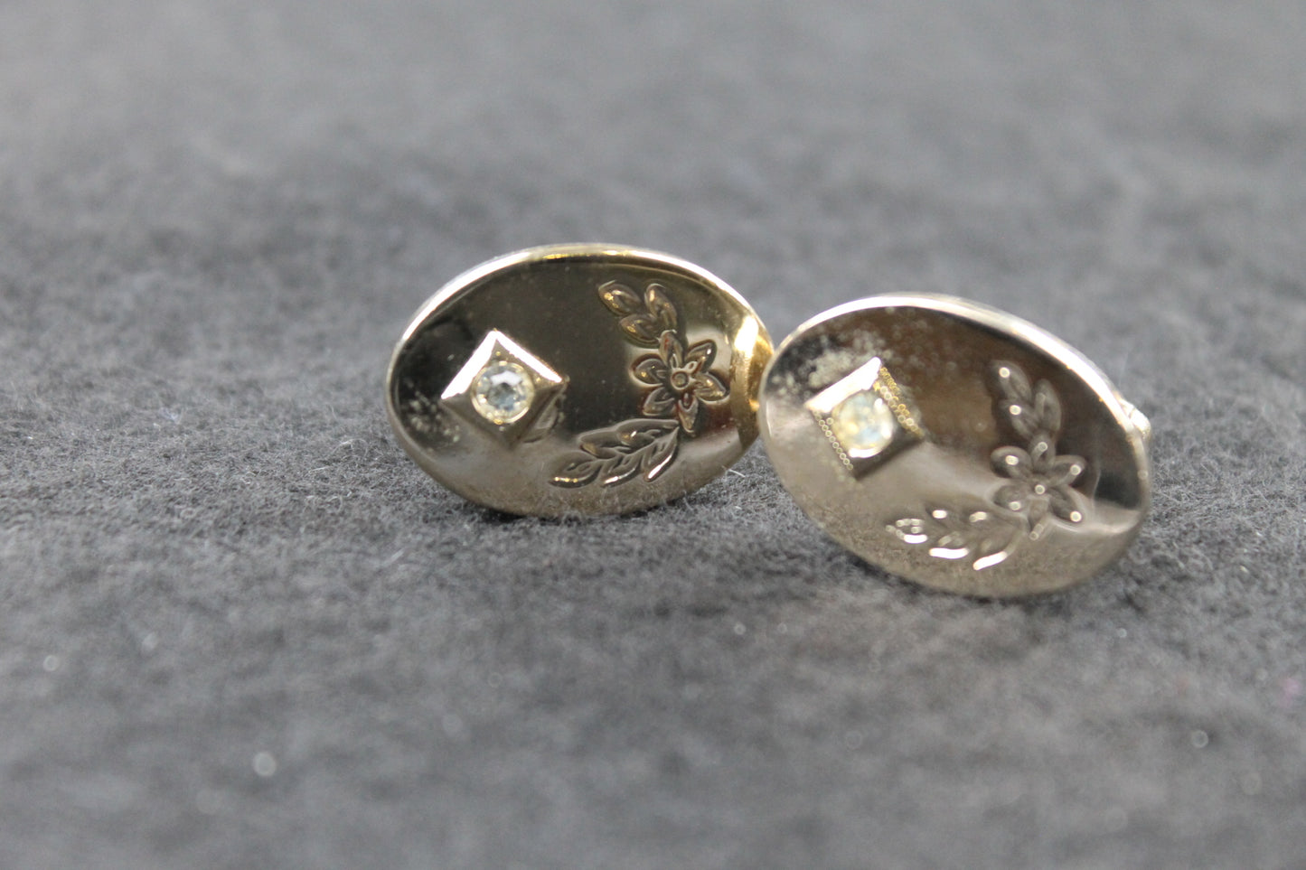 Vintage Oval Diamante Inset Cufflinks