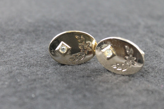 Vintage Oval Diamante Inset Cufflinks