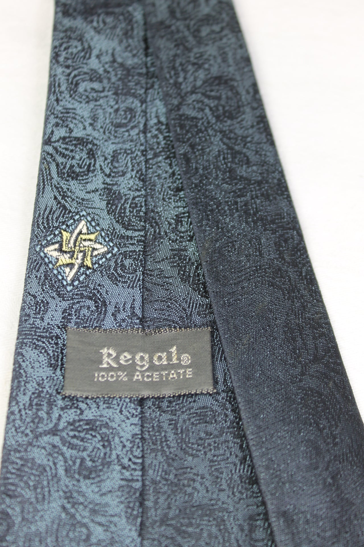 Vintage Regale Jacquard Blue Grey Skinny Tie 1960s