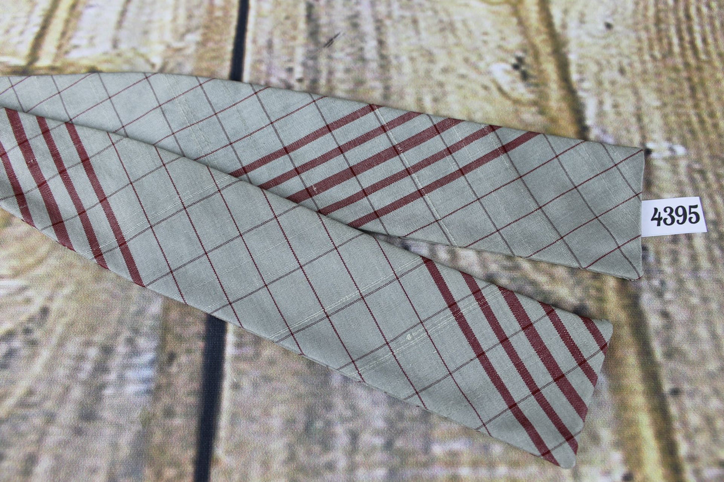 Vintage All Silk Self Tie Adjustable Straight End Paddle Bow Tie Grey Burgundy