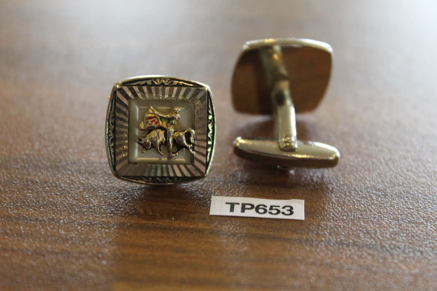 Vintage Silver & Gold Metal Cufflinks Bull fighter